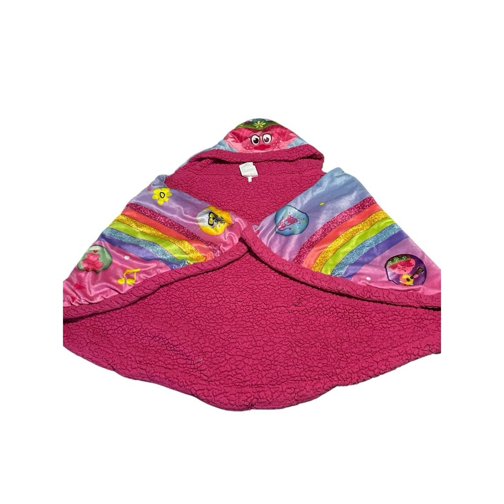 dream works Trolls world tour‎ kids toddler hooded blanket 55x25 inches preowned